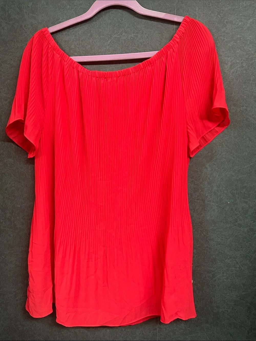 EUC Michael Kors XL Pleated Short-Sleeve Coral Tunic Top